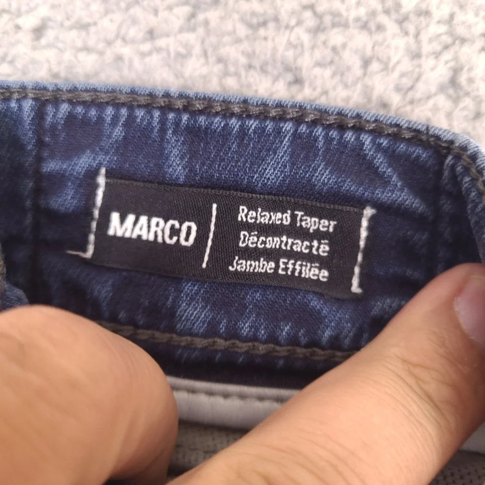 True Religion Jeans Mens 40x27 Blue Marco Relaxed Tapered Reflective‎ Stretch